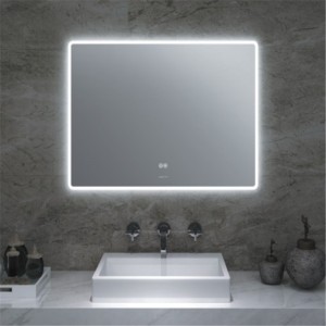 Round Morden Smart Bathroom Mirror Wall Mount Vanity Bath Mirror with LED Light Touch Sensor Switch Anti-Fog Copper Free