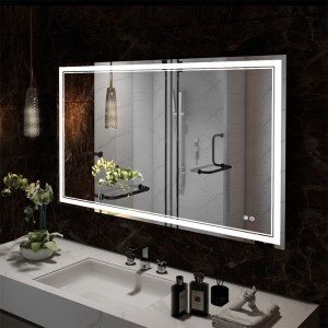 Fabrikant voor China Frameloze LED-muurkleur Antiek Dressing Diamond Crystal Badkamer Kopervrij Zilver Aluminium Aluminium Glazen Spiegel