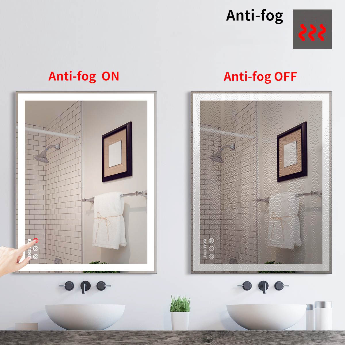 anti-fog LED bathroom mirror